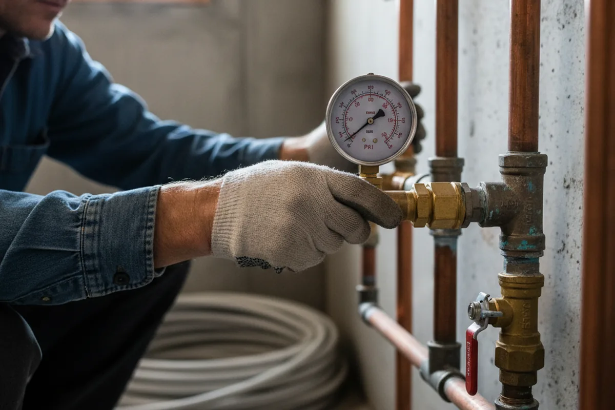 Pressure testing a repaired line during Water Line Repair in Westchester